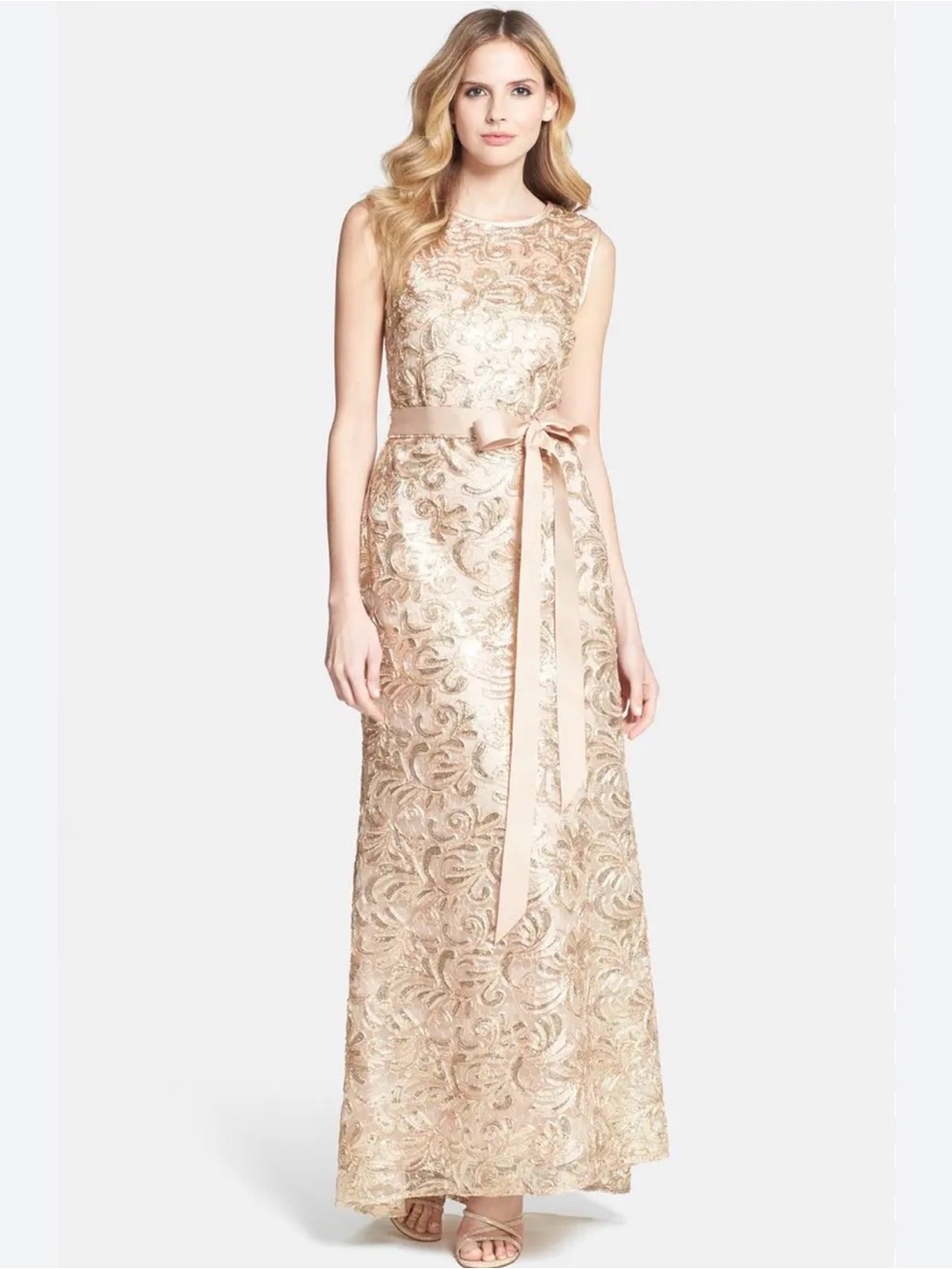 Betsy & Adam Gown in Gold Sequin
